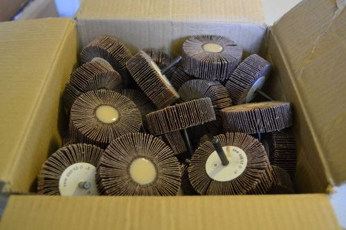 28 FLAP WHEELS SANDING DISCS, 3&#034; X 1&#034;, 1/4&#034; SHAFT, 60 GRAIN, BOX OF 28, NEW!