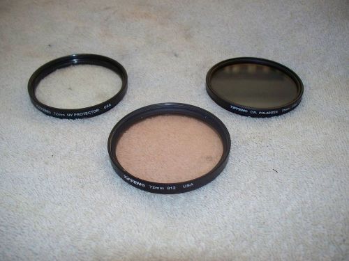 LOT OF 3  TIFFEN  72MM  LENS FILTERS   CIR. POL., UV,  812