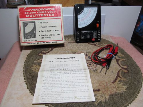 Working Allied Radio Shack Micronta 22-044 20,000 OHMS/Volt Multitester w/box +