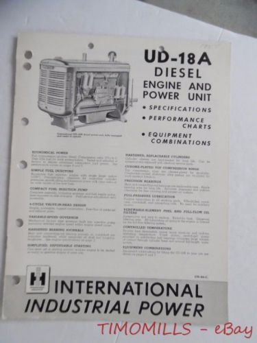 1955 international ud-18a diesel engine power unit catalog brochure vintage orig for sale