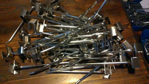 Large Lot of 43 6&#034; Store Display Hooks Chrome for Rectangular Cross Bar