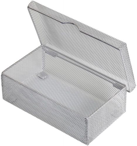 Ybm Home Silver Hinged Mesh Pencil Storage Box Office Desktop Organizer 2307