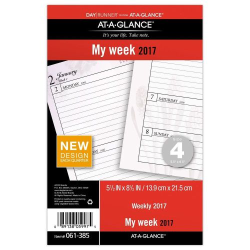 Day Runner Weekly Planner Refill 2017 5-1/2 x 8-1/2-Inch Size 4 Nature (061-3...