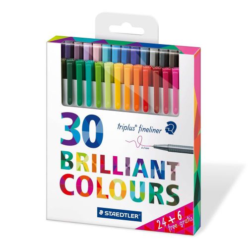 Staedtler Triplus 334 C30P Fine Liner Pens in 30 Colours