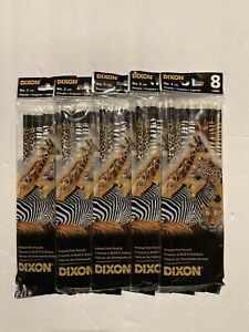 Dixon ANIMAL PRINT No #2 PENCILS ~ LOT Of 5 Packs (40 Total) Black Leopard Zebra
