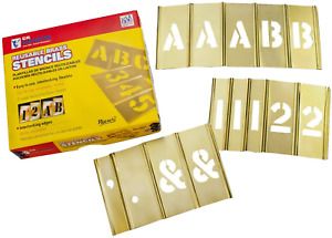 C.H. Hanson 10151 Brass Interlocking Stencil Letter &amp; Number Set, 92 pieces, 2in