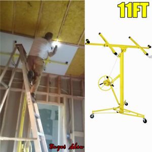 11FT Drywall Lift Panel Hoist Sheetrock Plasterboard Jack Lifter Rolling Tool