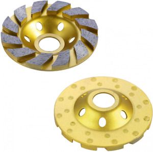 OCR 4&#034; Concrete Turbo Diamond Grinding Cup Wheel Three Row Yellow 12segs B