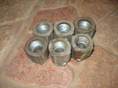 6 female electrical union steel coupling bushings straight 1/2&#034; electrical ind. for sale