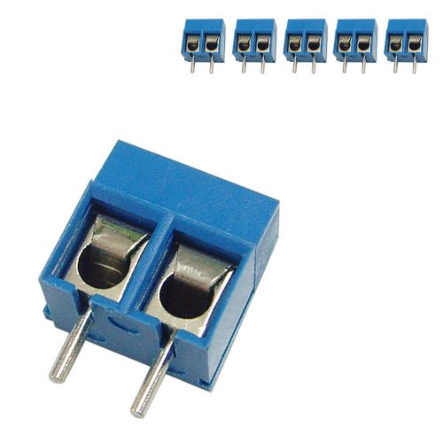 5 pcs 5mm Pitch 300V 16A 2P Poles PCB Screw Terminal Block Connector Blue