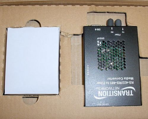 New transition networks srs4f3111-100 fiber media converter rs-422 rs-485 for sale