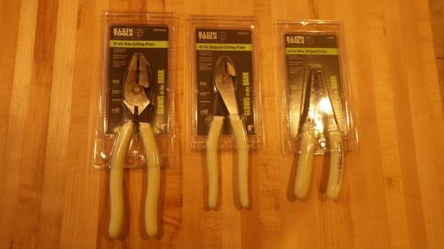 Klein Tools D2000-28GLW + D2000-9NEGLW + 11054GLW Hi-Viz Pliers 3Pc Set &lt; NEW