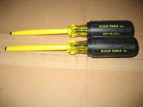 2 NEW KLEIN SCREWDRIVERS COATED FLAT TIP 620-4