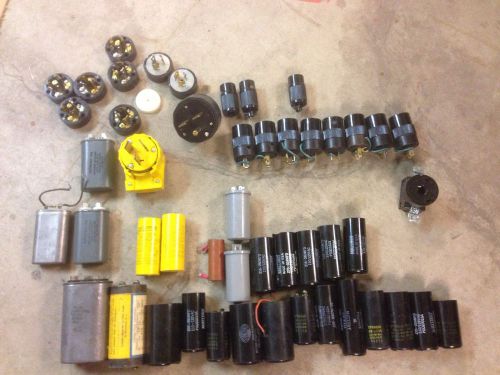 Big Lot Of Motor Run Start Capacitors &amp; Electrical Connectors