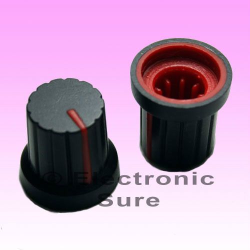 20 x knob black with red mark for potentiometer pot 6mm shaft size for sale