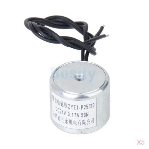 5x dc24v sucked type 50n 5kg electric lift magnet electromagnet solenoid holding for sale