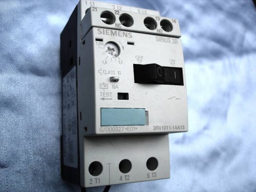 Siemens 3RV1011- 1AA15 Motor Starter  1.1 - 1.6 A range , 480V