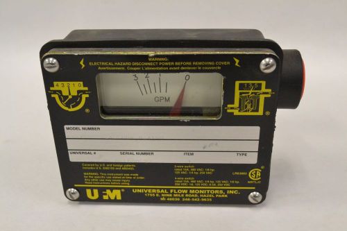 UNIVERSAL FLOW MONITORS SN-ASB3GM-4-500V.9-A1WR 0-3GPM FLOWMETER B329641