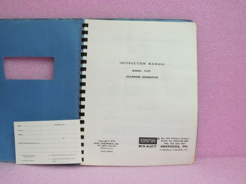 Exact Electronics Manual 7059 VCF/Sweep Generator Instruction Manual w/Schematic