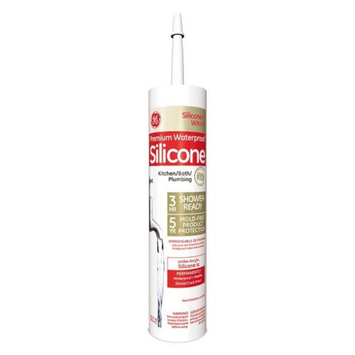 Ge 9.8-oz silicone ii white kitchen &amp; bath caulk 100% silicone for sale