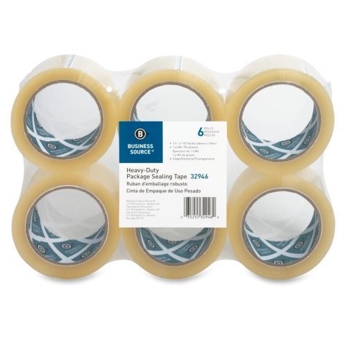 Business Source Heavy Duty Packaging/Sealing Tape -3&#034;Core- 6/Pk-Clear- BSN32946