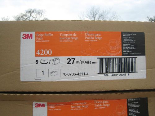 3M   4200    27&#034;  BEIGE BUFFER  PADS FOR FLOOR MACHINE 600-1500 RPM  Case of 5