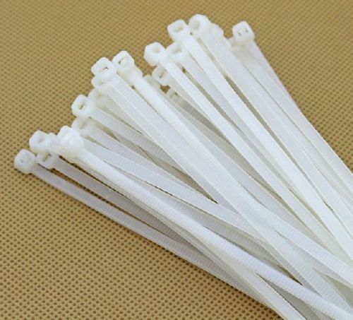 500pcs 10&#034; inch White Network Cable Cord Wire Strap Zip Tie Nylon 2.7*250mm