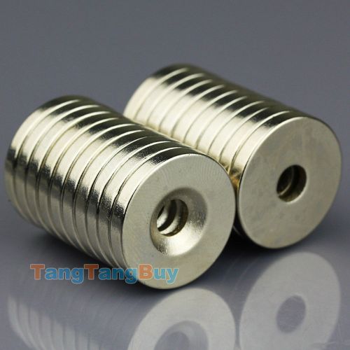 20pcs N50 Small Disc Magnets 20mm x 3mm Hole 5mm Round Rare Earth Neodymium