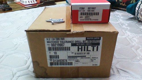 10-100 CT. CARTONS NIB HILTI TORX HWH 14x1-3/4 SCREWS Item No. 219907