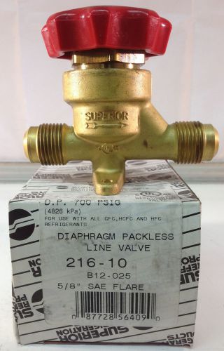 New Superior Refrigerant Line Valve 216-10  5/8 SAE Flare Packless B12-025