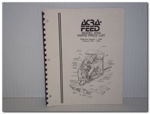 ACRA FEED AIMCO A-100 A100 ORIGINAL PARTS PRICE LIST MANUAL