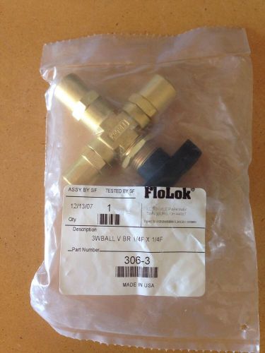 Flolok Three way Brass Valve 1/4x 1/4x1/4 Panel Mount 3 Way