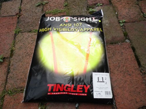 TINGLEY 2-Tone V70642.L-XL Reflective Mesh Vest Class 2 ANSI 107 Zipper 4 Pocket