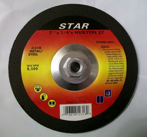 7&#034; x 1/4&#034; x 5/8&#034;-11 Hub Grinding Wheel for Metal Lot of 1