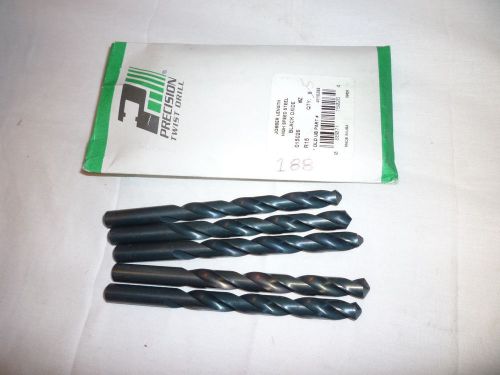 (188) NEW PRECISION TWIST DRILL HIGH SPEED STEEL JOBBER LENGTH BLACK OXIDE 0150