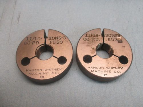 11/16 20 NS 3 THREAD RING GAGES GO NO GO .6875 P.D.&#039;S= .6550 &amp; .6520 SHOP TOOLS