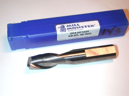 NOS MILL MONSTER USA 5/8&#034; 2 Flute CARBIDE END MILL OAL 3-1/2&#034; 204-1220 (A)