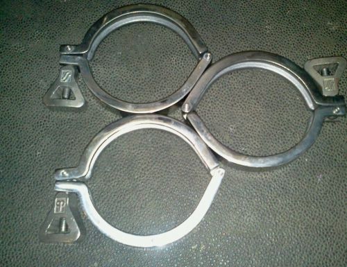 Waukesha Cherry-Burrell Sanitary Stainless Steel 3.5&#034; Tri-Clamps   3pc Lot