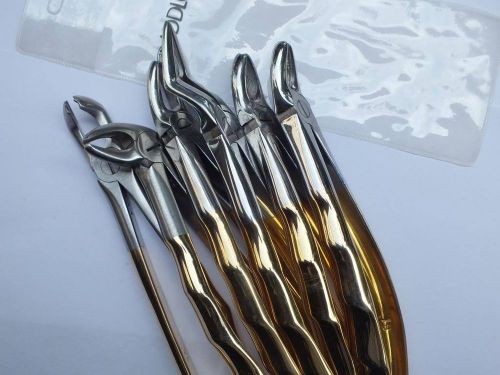 Dental Forceps  ADDLER German  Third Molor Upper Roots Premium Golden Set of 6