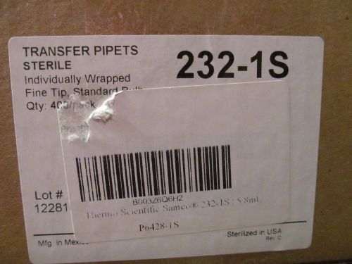 Brand New SAMCO Transfer Pipets Sterile 400/pk #232-1S