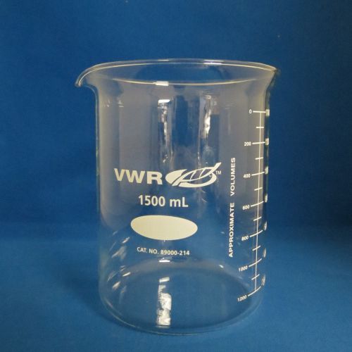 New vwr 1500ml graduated beaker 1500ml # 89000-214 1.5l for sale