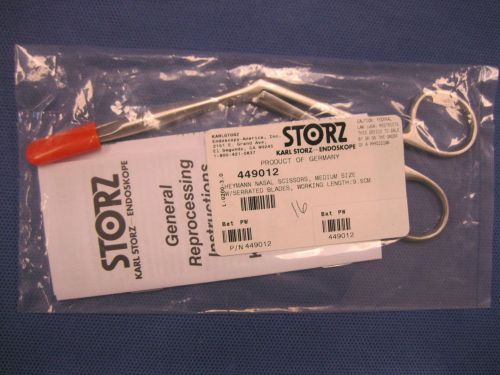 NEW KARL STORZ 449012 HEYMANN NASAL SCISSORS, MED SZ, SERRATED BLADES  9.5cm