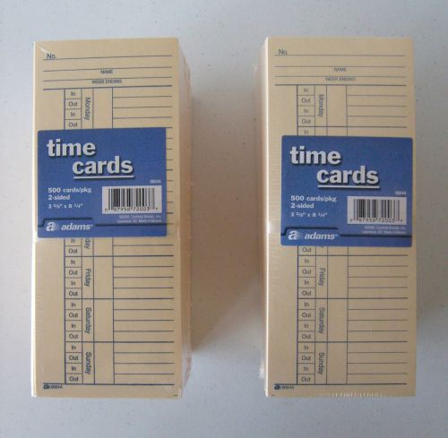 500 x 2 =1000 2 Sided Time Cards Employee Punch Payroll Amano Clock Adams 9664A