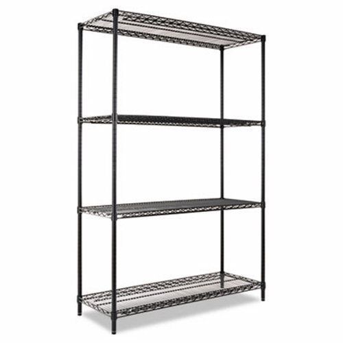 Alera Wire Shelving Kit, 4 Shelves, 48w x 18d x 72h, Black (ALESW504818BL)