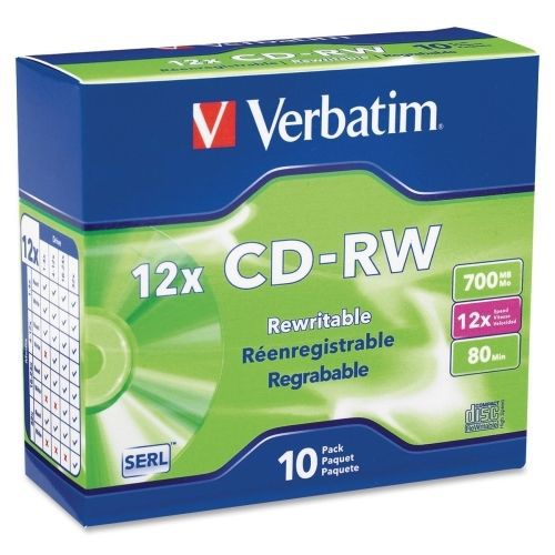 Verbatim 95156 CD Rewritable Media - CD-RW - 12x - 700 MB - 10 Pack