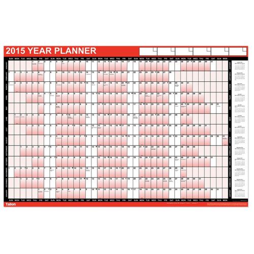 2 pack of 2015 Year Wall Planner -RED- Large Size Laminated