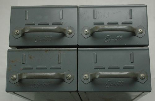 4 VINTAGE EQUIPTO GRAY STEEL ORGANIZER DRAWER, DIVIDERS, 5.5 x 11 in.