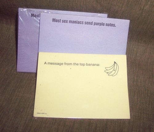 STICKY NOTES- POST-IT-MOST SEX MANIACS SEND PURPLE NOTES+ BONUS:TOP BANANA-3M.