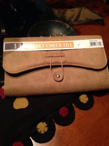 Beige Suade Pocket Check File NEW