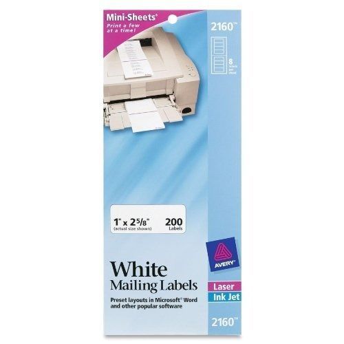 Avery 2160-laser/inkjet mailing labels,mini-sheet,1 x 2-5/8,white, free shipping for sale